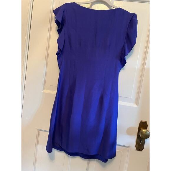 Beth Bowley Purple Beaded Floral Yellow Flutter Sleeve Top Slinky Women's M - Picture 9 of 13